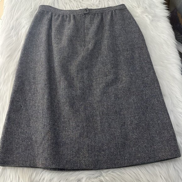 Bretton Place womens vintage skirt gray chevron 18 lined 100% wool - Picture 8 of 11